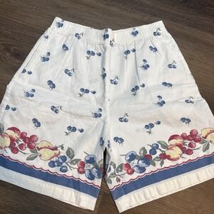 Vintage 90s Eddie Bauer Fruit Shorts Linen Cotton USA Medium Mom Grandmacore